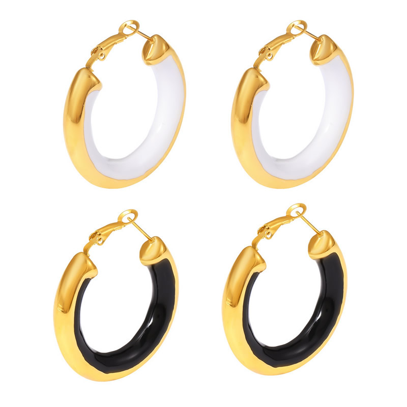 Circular drip earrings stainless steel 18K gold exaggerated earrings